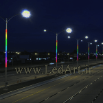 والواشر پرچمی ایران – آذین‌بندی شهری با نور سبز، سفید، قرمز